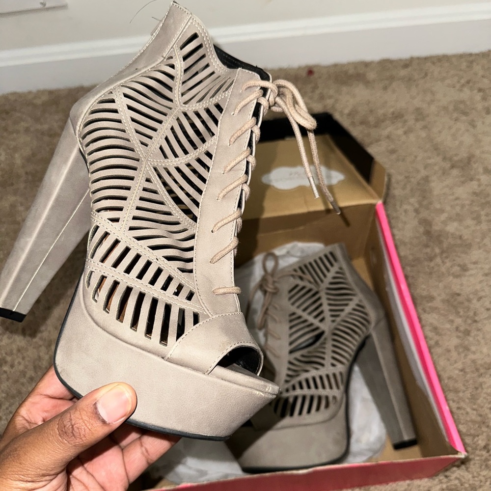Lace up Platform Bootie Heels